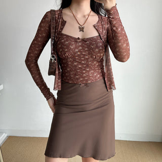 floral cardigan set