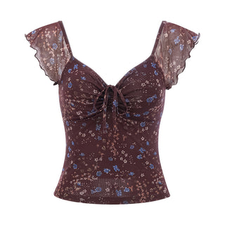 pleated V-neck Top