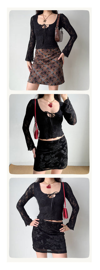 jacquard U-neck top