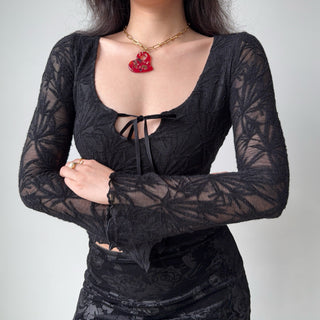 jacquard U-neck top