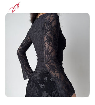 jacquard U-neck top