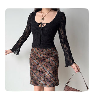 jacquard U-neck top