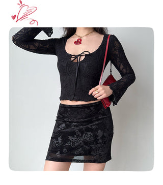 jacquard U-neck top