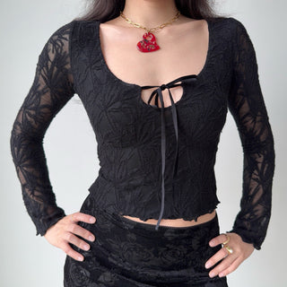 jacquard U-neck top