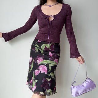 jacquard U-neck top