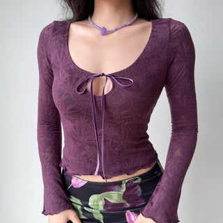 jacquard U-neck top