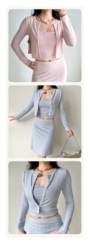 cardigan skirt set
