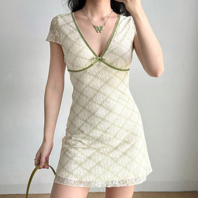 plaid lace dress