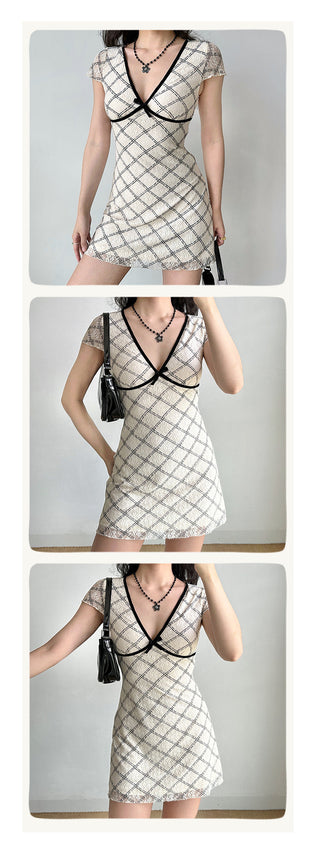 plaid lace dress