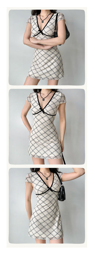 plaid lace dress