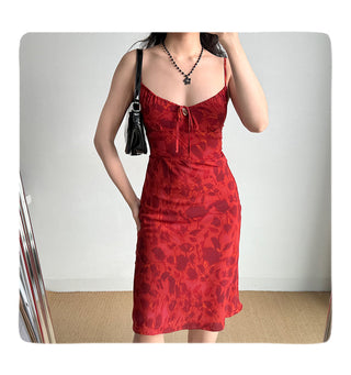 red suspender skirt