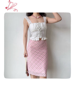 pink tartan skirt