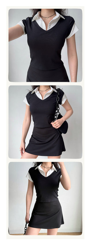 lapel short sleeve