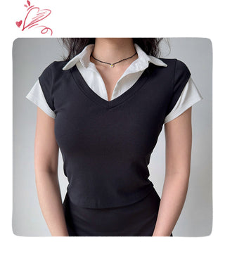 lapel short sleeve