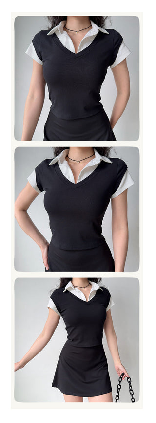 lapel short sleeve