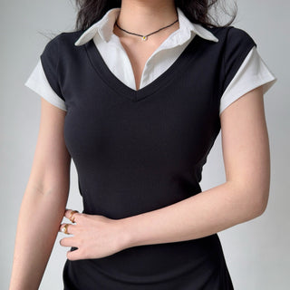 lapel short sleeve
