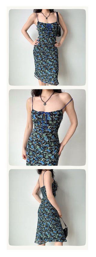 printed suspender skirt