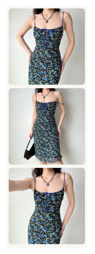 printed suspender skirt
