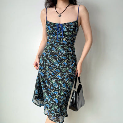 printed suspender skirt