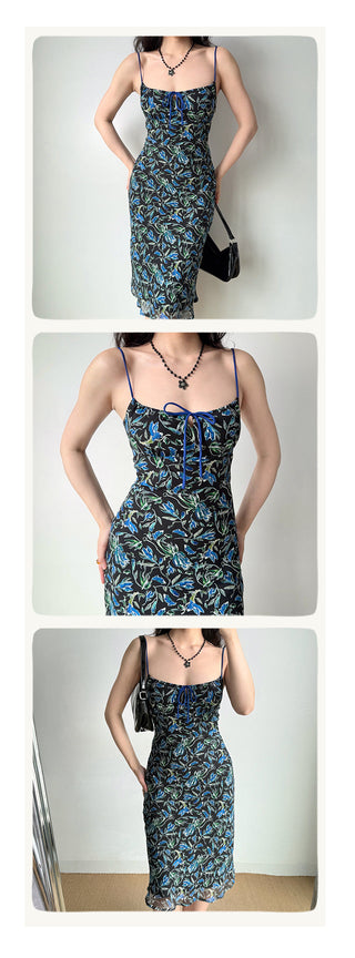 printed suspender skirt