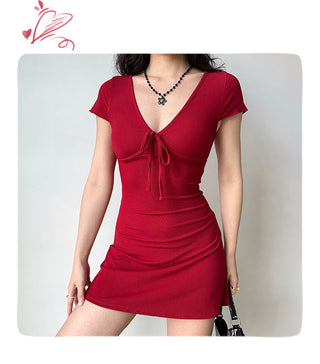 deep V-wrap dress