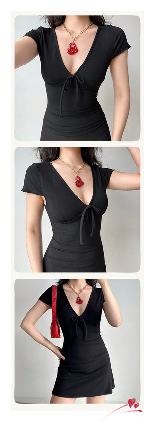 deep V-wrap dress