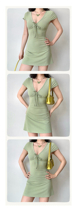 deep V-wrap dress