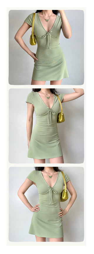 deep V-wrap dress