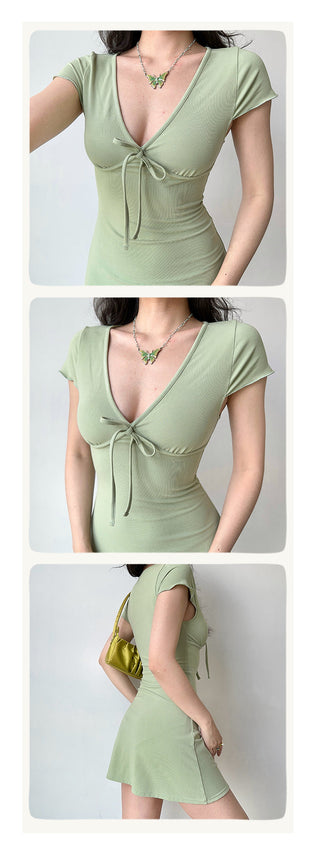 deep V-wrap dress