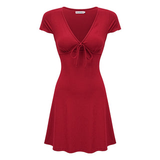 deep V-wrap dress