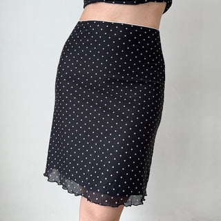 Polka Dot Cardigan Skirt Suit
