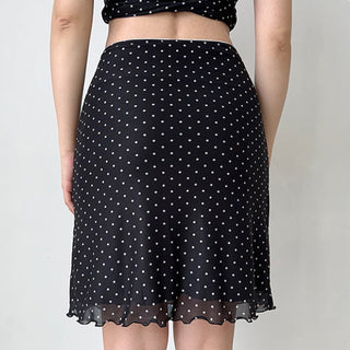 Polka Dot Cardigan Skirt Suit