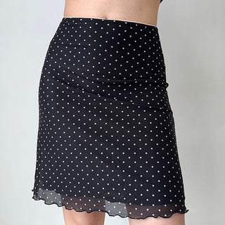 Polka Dot Cardigan Skirt Suit