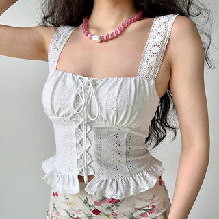 Hollow pattern strap design camisole crop top