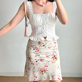 Hollow pattern strap design camisole crop top