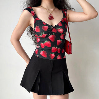 Strawberry print V-neck camisole top