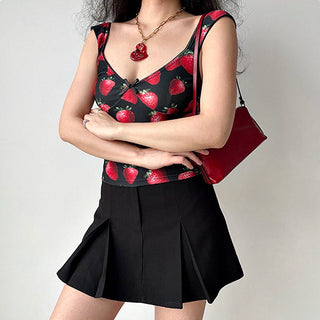 Strawberry print V-neck camisole top