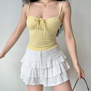 Layered lace lace short skirt