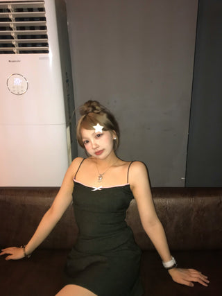 Bow A-line suspender dress