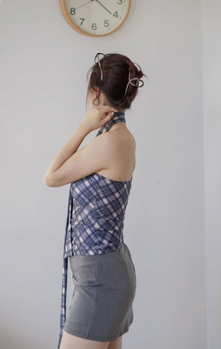 Sexy plaid tube top + scarf