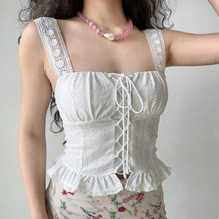 Strap design camisole strap crop top