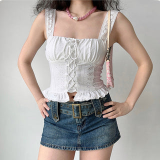 Strap design camisole strap crop top