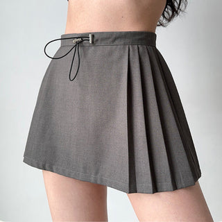 Pleated gray short skirt