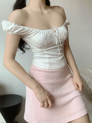 Jacquard A-line hip-wrapped slim skirt
