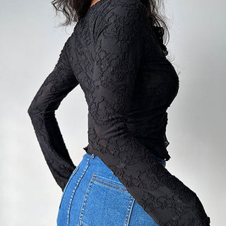 V-neck lace strap shirt