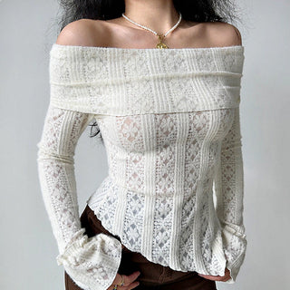 Hollow one-shoulder knitted top