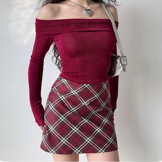One-shoulder velvet top