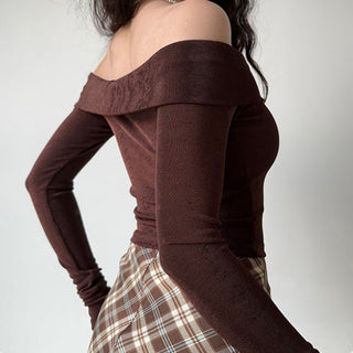 One-shoulder velvet top