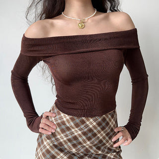 One-shoulder velvet top