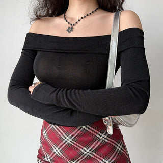 One-shoulder velvet top